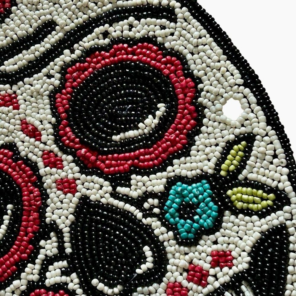 Beaded Skull Design Placemat - Black and Multicolor - Picture 2 of 6